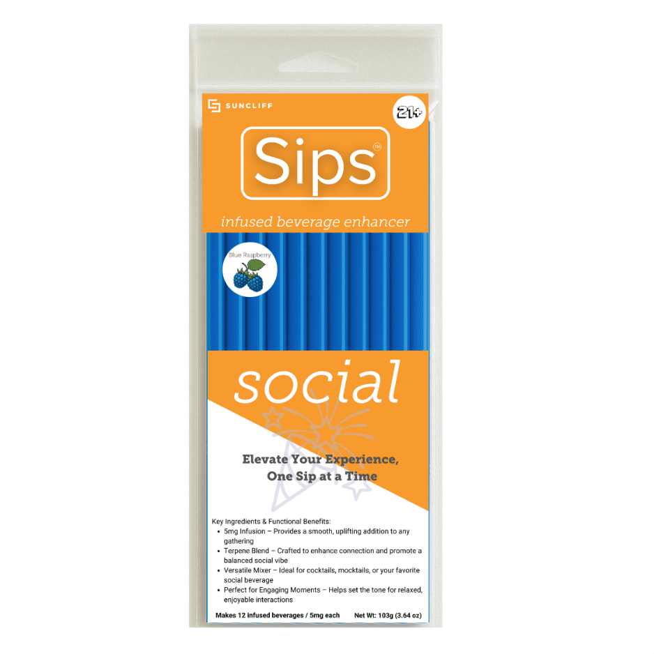 Suncliff SIPS Straws - Social, Blue Raspberry